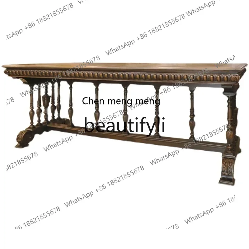 

D32 French solid wood carved dining table American banquet table retro home dining table07A
