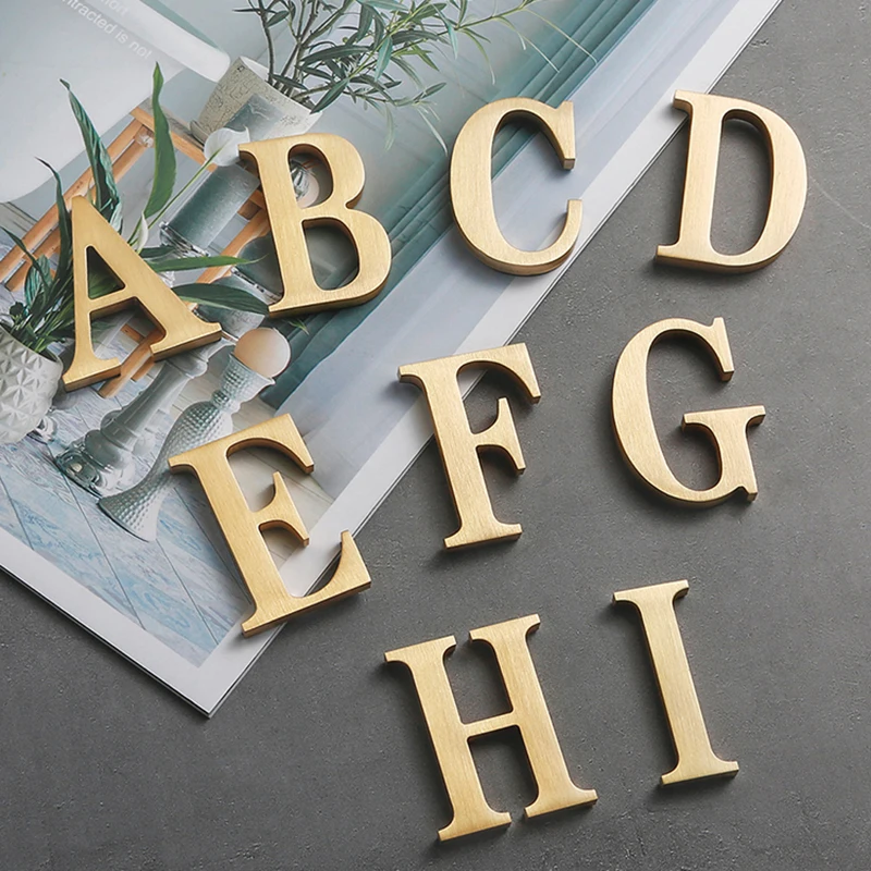 

1PCS Solid Brass Self-adhesive House Number Address Letter A~Z Door Plates Door Plaque Signs Apartment Dormitory House Signs