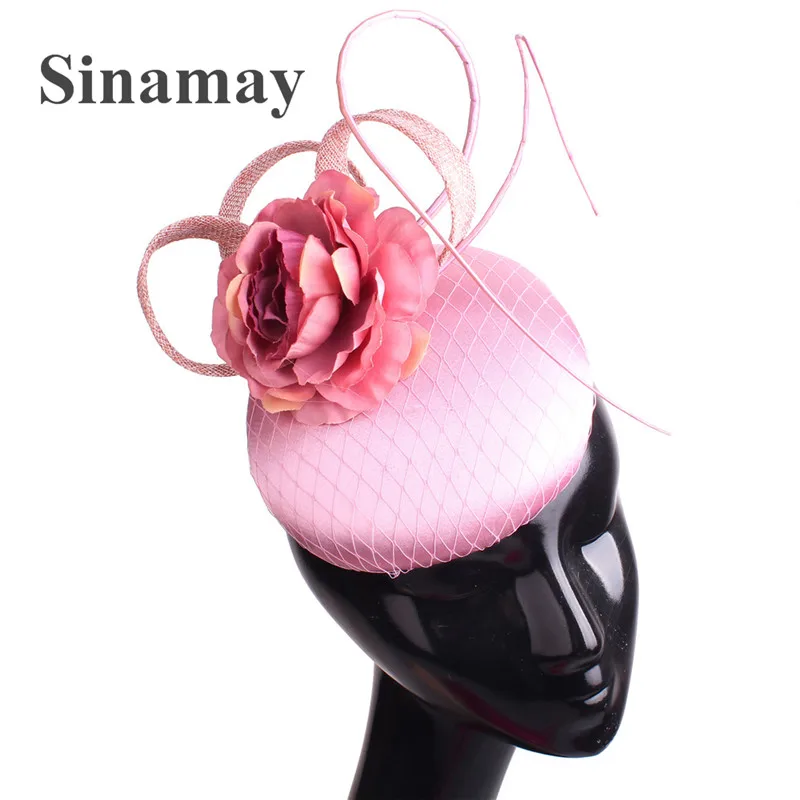 Elegant Bride Chic Fashion Hair Fascinator with Flower Headband Women Wedding Headwear Formal Occasion Church Hair Accessories