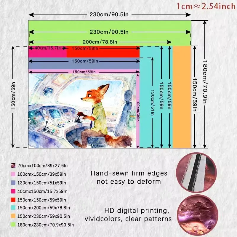 قطعة واحدة من نسيج Nick Wilde Fox Pilot، معلق على الحائط فني بألوان مائية من Zootopia، ديكور غرفة المعيشة الحديثة وغرفة النوم، هدية لمحبي.