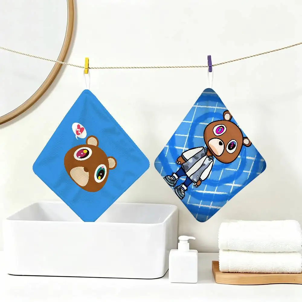 Rapper K-Kanye W-West Polyester Cotton Hanging Kitchen Towel, Absorbent Hand Wiping Cloth for Daily Cleaning Drying