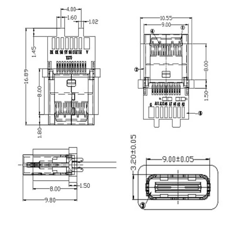 1PCS 16PIN Type-C Female USB-C 3.1 Test PCB Board Adapter Type C Male Female Connector Socket For Data Line Wire Cable Transfer