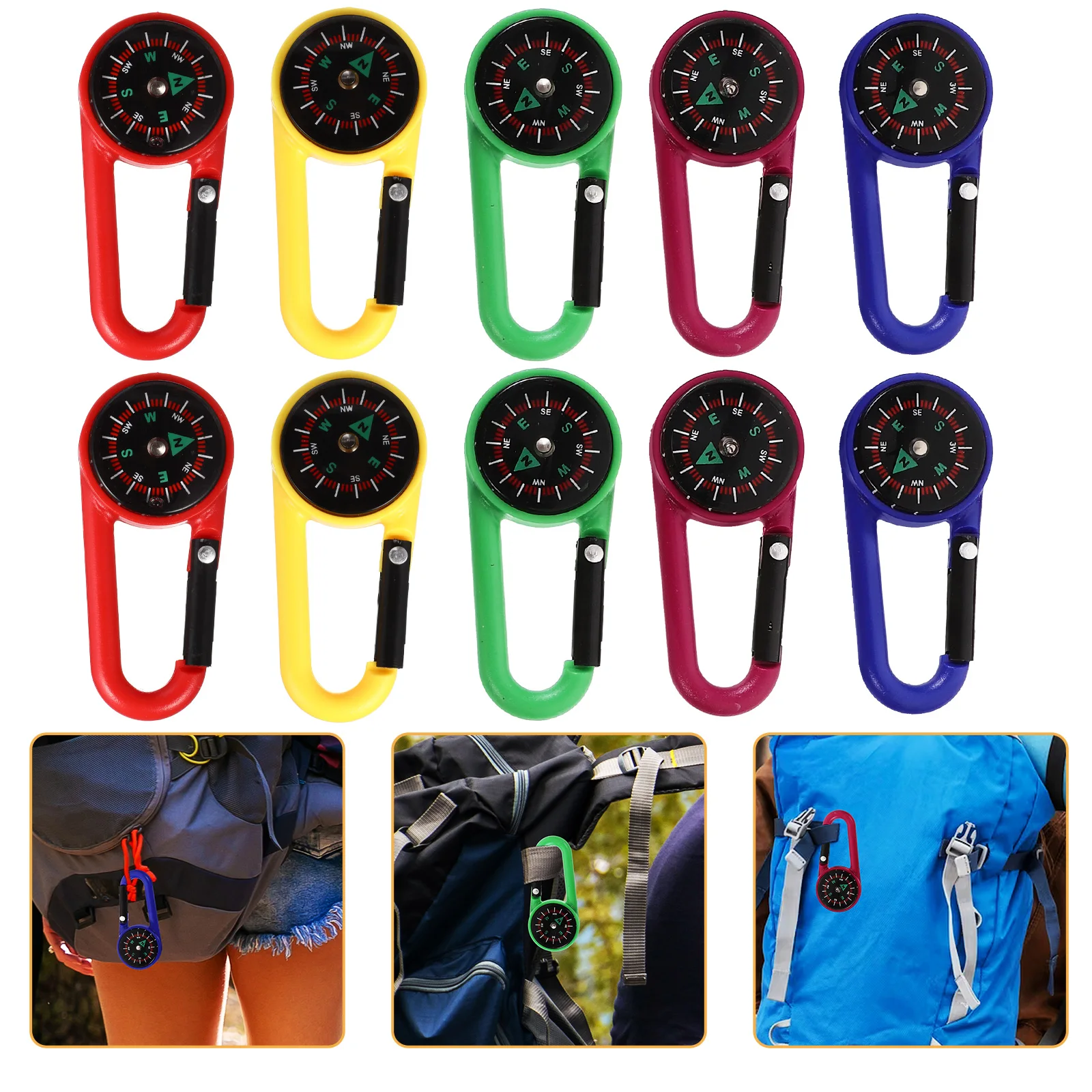 

Compass Carabiner Keychain Hiking Climbing Gear Outdoor Adventure Snap Hook Clip Portable Belt for Men