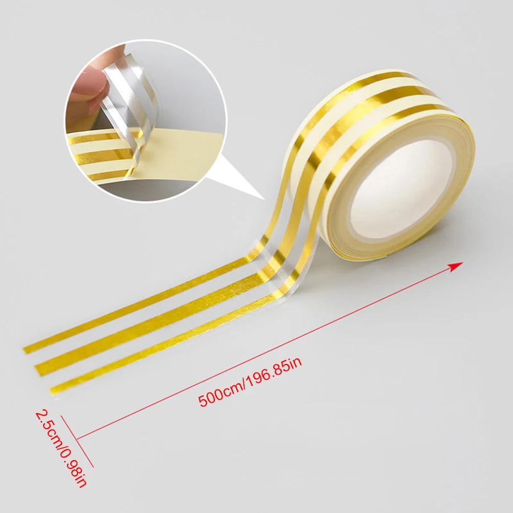 5m Home Decoration Tile Gap Tape Self-Adhesive Flooring Wall Seam Sealant Gap Filler Tape Waterproof Sealing Tile Sticker Gold