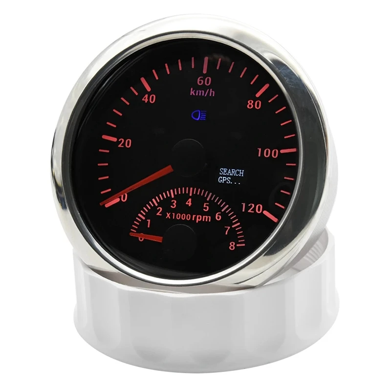 2 In 1 85MM Marine GPS Tachometer 0-120KMH Speedometer 0-8000RPM With Red Backlight For Marine Trucks