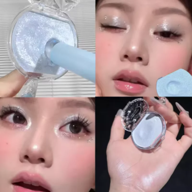 Highlighter Diamond Sparkle Cream for Eye Face Glow Long Lasting Blendable Highlight Cream Makeup Icy Blue