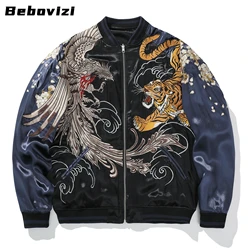 Chinese Style Phoenix Tiger Embroidered Coat Baseball Jacket Men Motorcycle Jacket Hip Hop Streetwear Harajuku Clothing Autumn