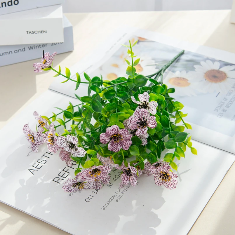 Kunstbloem Plant Eucalyptus Violet Bruiloft Kerst Decor Huis Vaas Tuin Binnenplaats Bonsai Festival Feest Diy