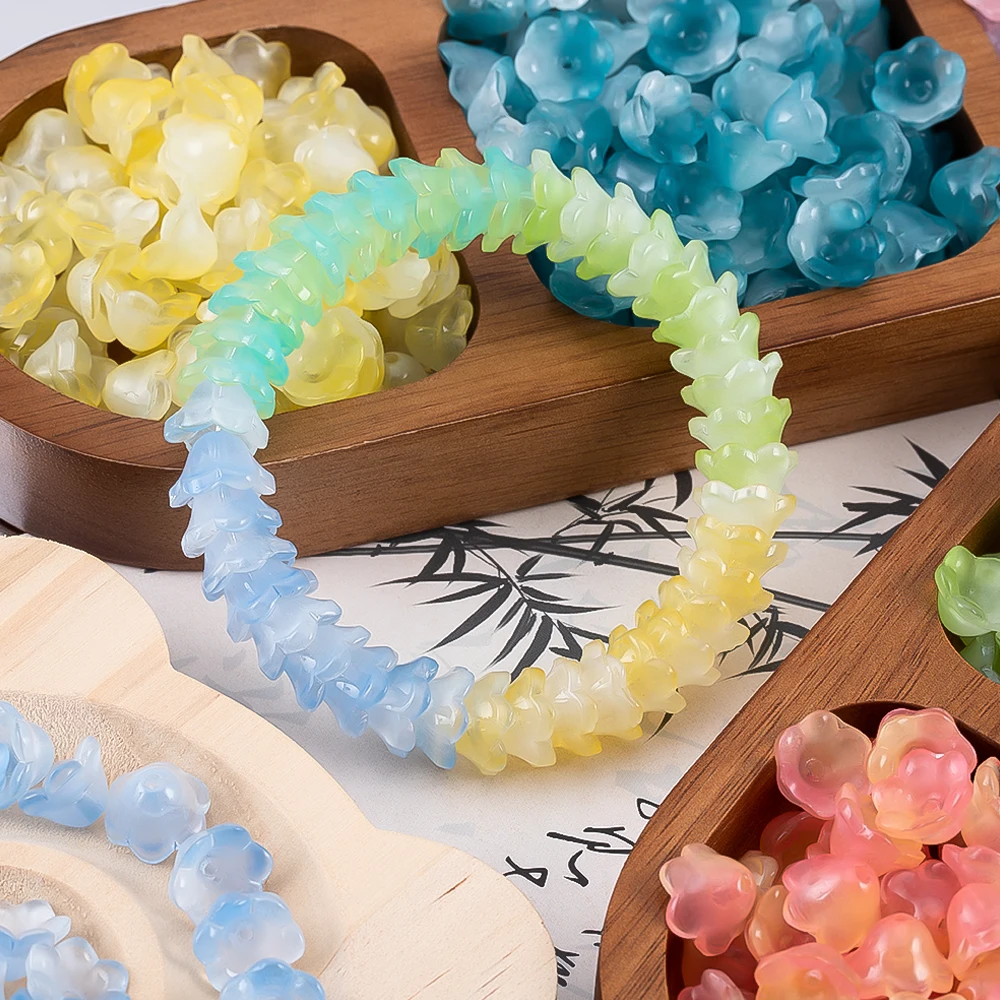 100 قطعة 10 قطعة زهرة ملونة شكل الزجاج الخرز فضفاض خزر عازل لصنع المجوهرات دبوس الشعر أساور أقراط DIY بها بنفسك اكسسوارات