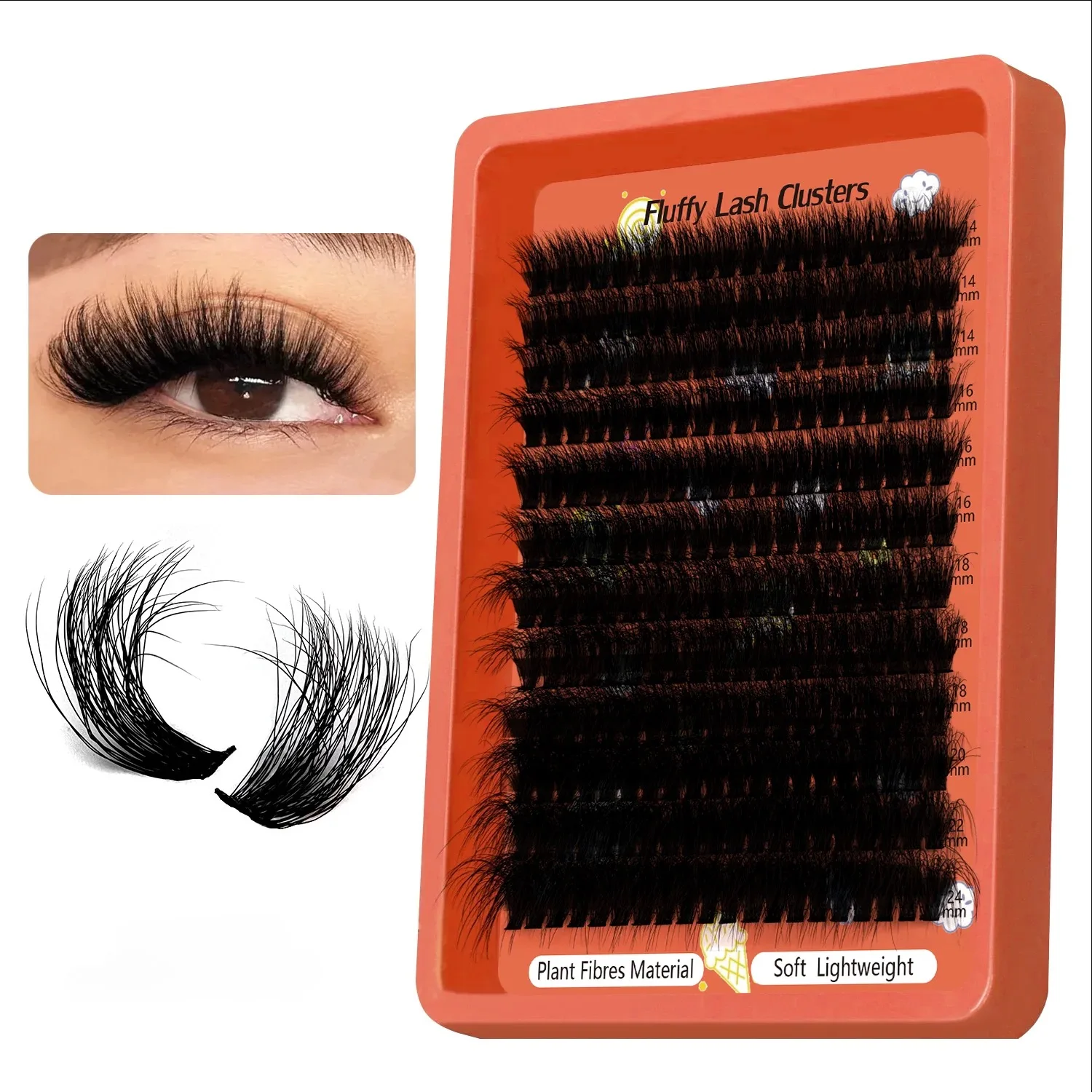 Flauschige Wimpernverlängerungen 80D100D Wimpernbuch-Set D-Curl LASH Mega-Volumen Einzelwimpern Wimperncluster – Detail 1
