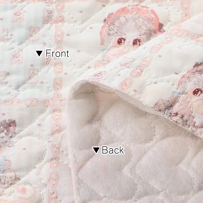 0.5m/1m Cartoon Cat Printed Heart-shaped Quilted Cotton Fabric For Sewing Children's  Jackets Makeup Bags Gloves DIY Fabric