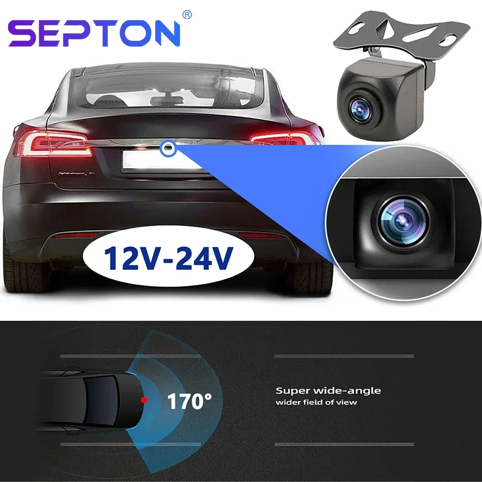 SEPTON Waterproof Car Rear View Camera AHD Backup Camera 170° Full HD Night Vision Vehicle Backup Reversing Front Camera