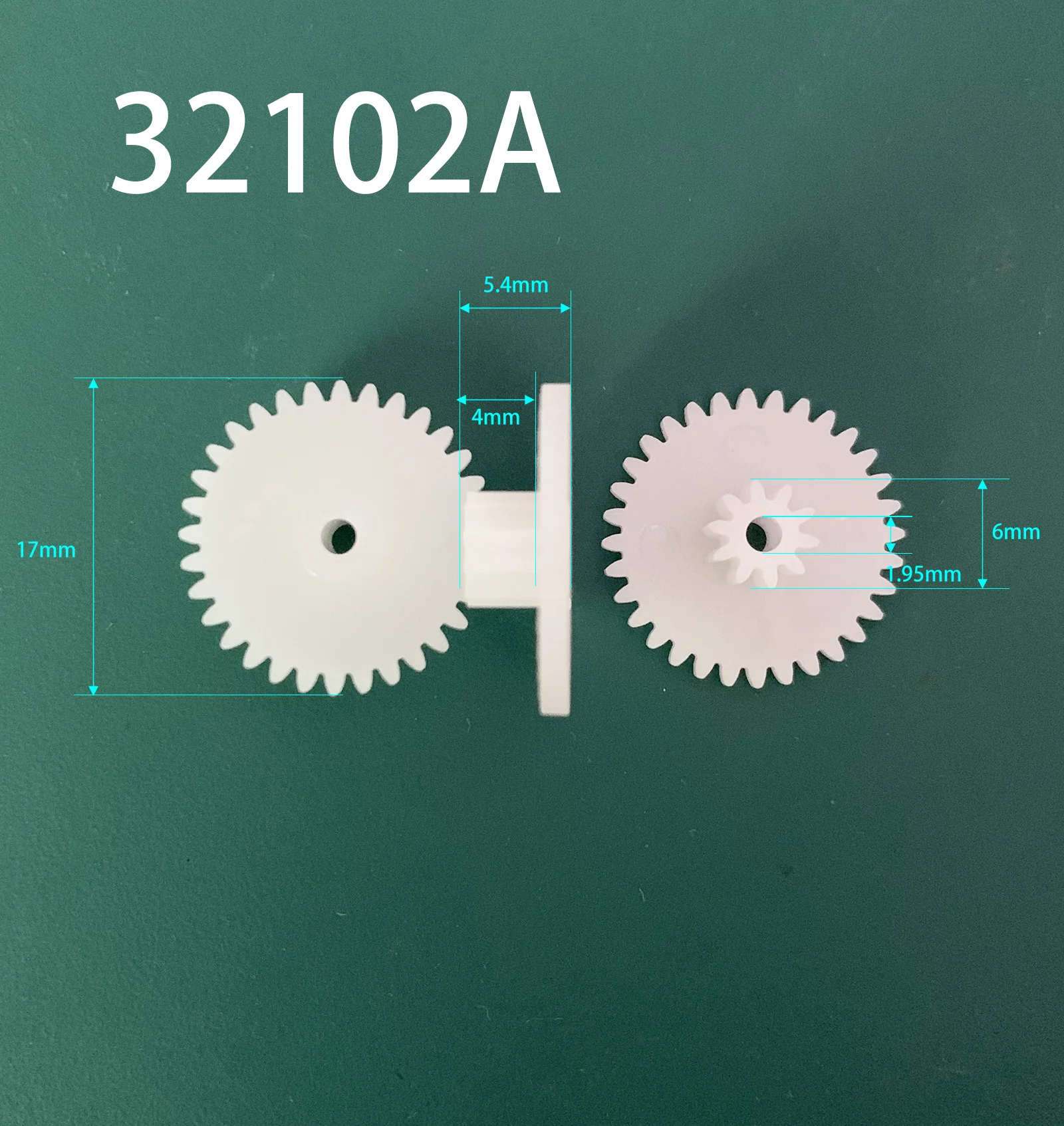 32102A 32102B 32102.5B 0.5M Plastic Steampunk Gears OD 17mm 32 Teeth + 10 Teeth 2mm Tight 2.5MM Loose Fiting DIY Model Gears