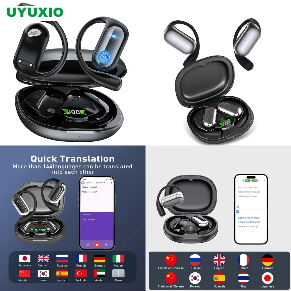 Professional Translator Headphones Open-Ear No Subscription Real-Time Translation 144 Languages OWS BT 5.4 4 Modes OWS Earbuds