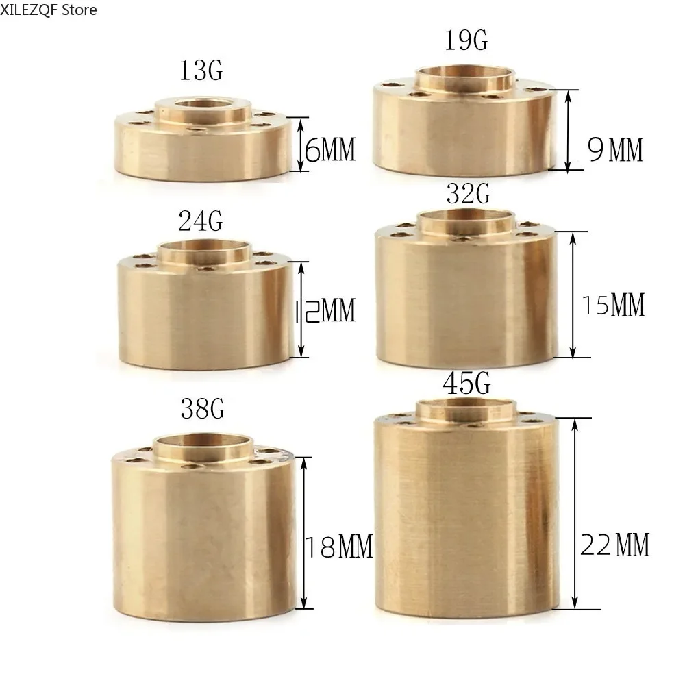 

2 PCS Brass Hex Hub Adapter for 1.9 2.2 Beadlock Wheel Rim Compatible with RC Crawler Cars Axial SCX10 Capra TRX-4 TRX6 VS4-10