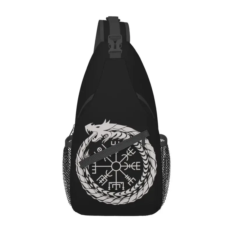 World Serpent-mochila cruzada de hombro para hombre, bolso de pecho Vikingo, brújula, viaje, senderismo, día