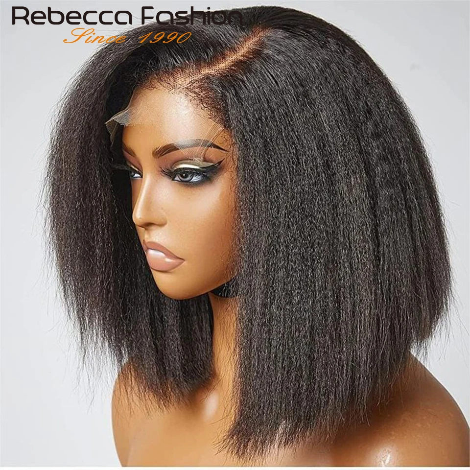 Kinky Straight Bob Lace Front Pruiken Pre Geplukt Transparante Zwitserse Kant Gebleekte Knopen Braziliaanse Krullend Menselijk Haar Bob Pruiken Voor