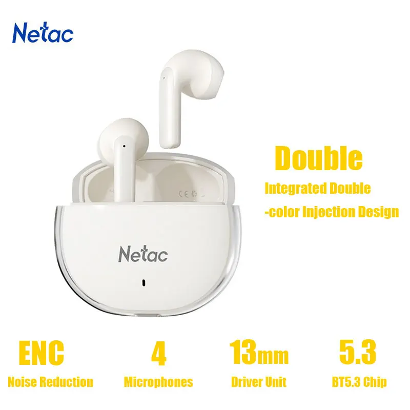 

Netac LK85 True Wireless ENC Earbuds Stereo Bluetooth Headphone Music Sports Running Cycling Call Noise Reduction Bluetooth 5.3