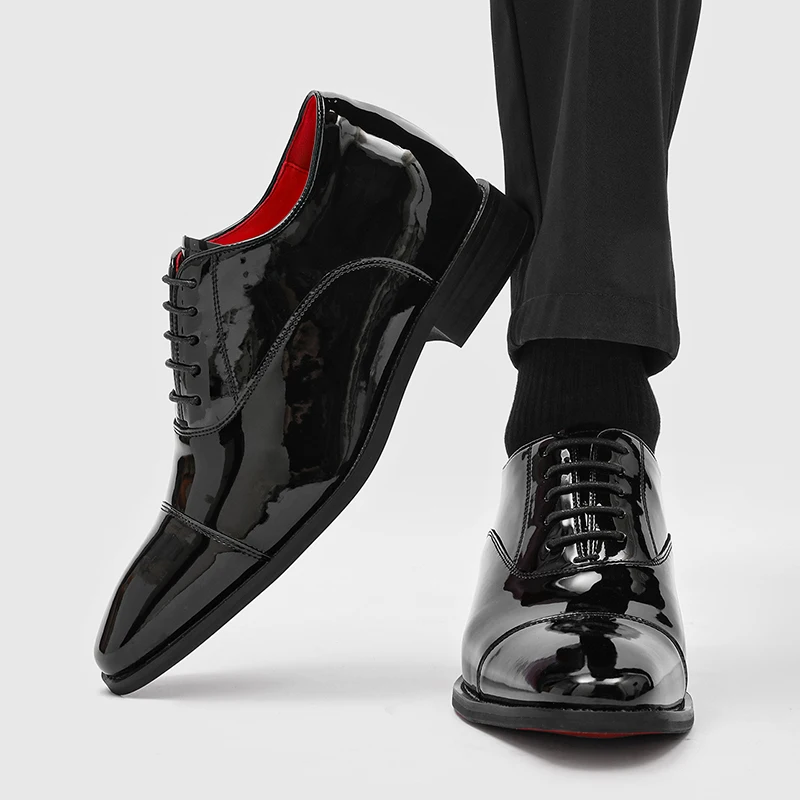 Summer Men Mirrored Elite Business Dress Shoes High-end Breathable Simple Stylish Office Commuting Shoes