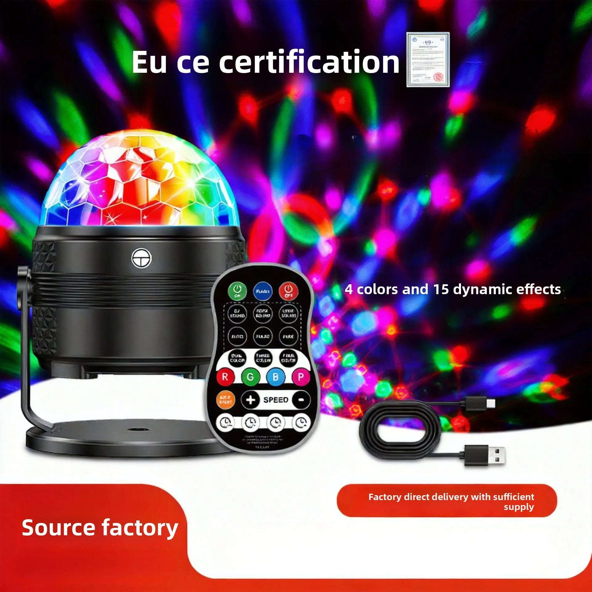 Rotating Colorful Crystal Magic Ball Light LED Strobe Light KTV Bar Party Stage USB15 Color Effect