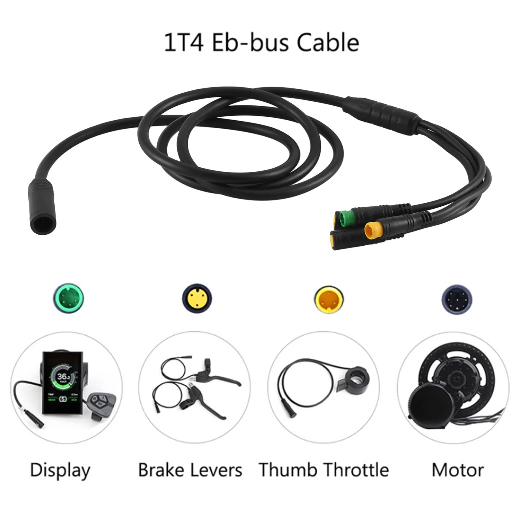 Waterproof 1T4 EB-BUS Main Cable for Bafang Mid Motor E-BIKE BBS BBS01B BBS02B BBSHD Brake Display Throttle Connector