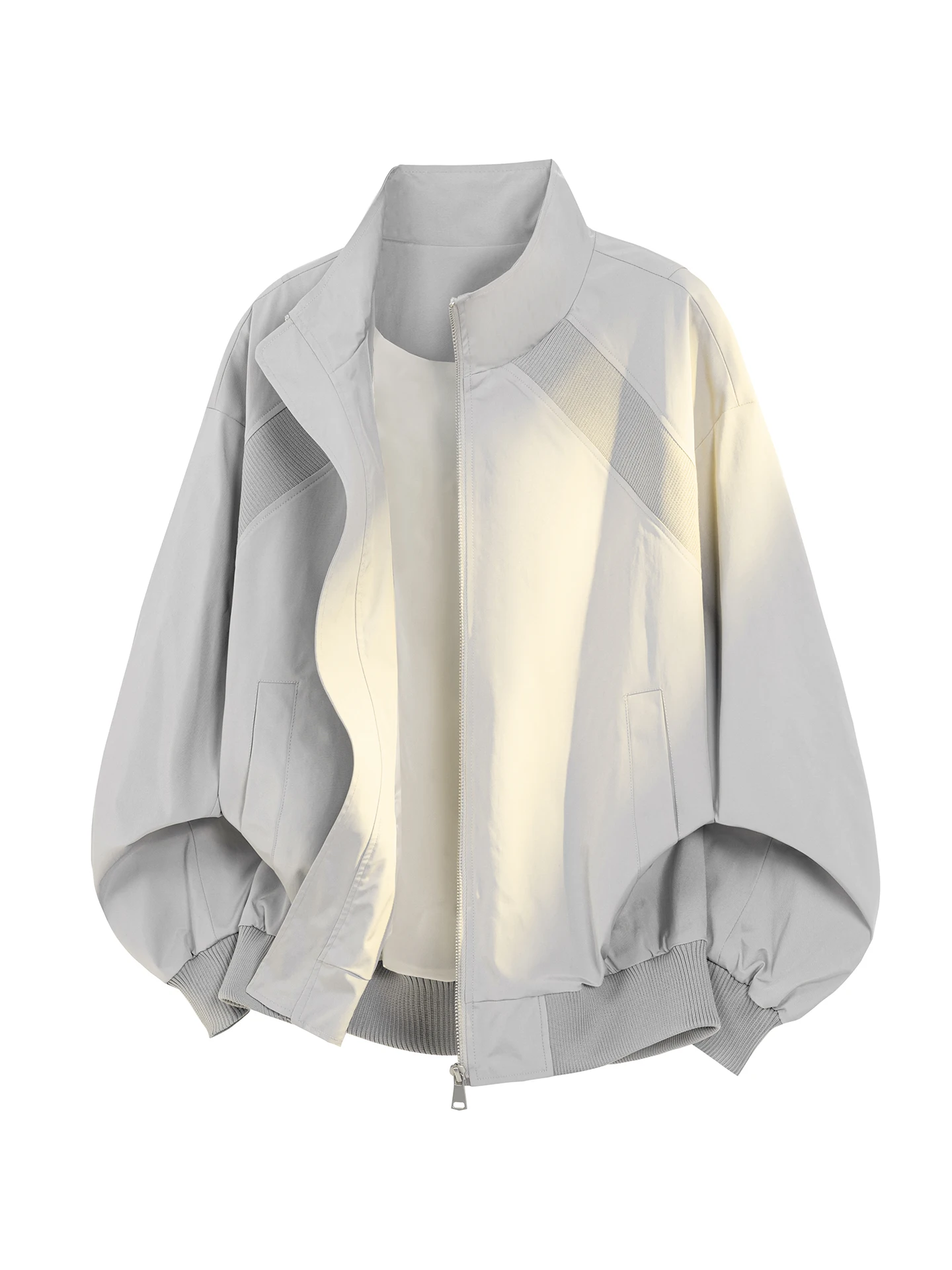 

Loose Fit American Sle Men's Jaet Stand Collar Patchwork ort Outerwear Spring 2026 Cleanfit Trendy Brand GPOUHO