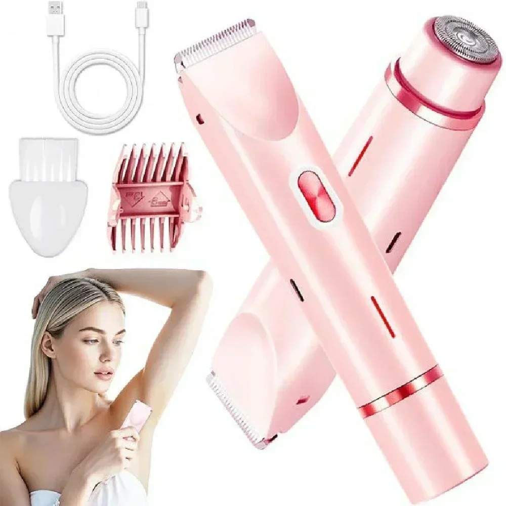 Damen-Doppelkopf-Elektrorasierer, Dual-Funktionsrasierer für Frauen, Körper-Epilierer, Bein-, Achsel- und Bikini-Haarentferner, Elektrischer Trimmer – Detail 1