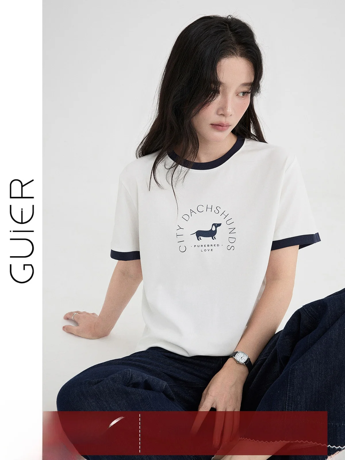 

Белая футболка с принтом и коротким рукавом, женская летняя повседневная модель с круглым вырезом, топ с цветовыми блоками, новинка 2026 года