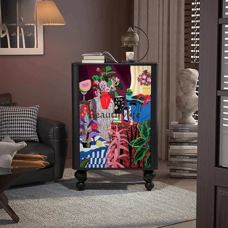 54Abstract niche art solid wood three-bucket cabinet living room home lockerSSS