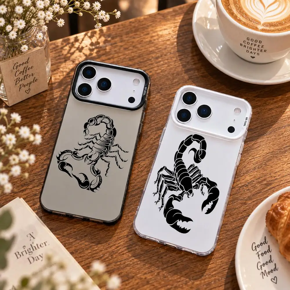 Art Scorpion Phone Case For IPhone 18 17 16 15 14 13 Pro Max Independent Metal Button Electroplating Mobile