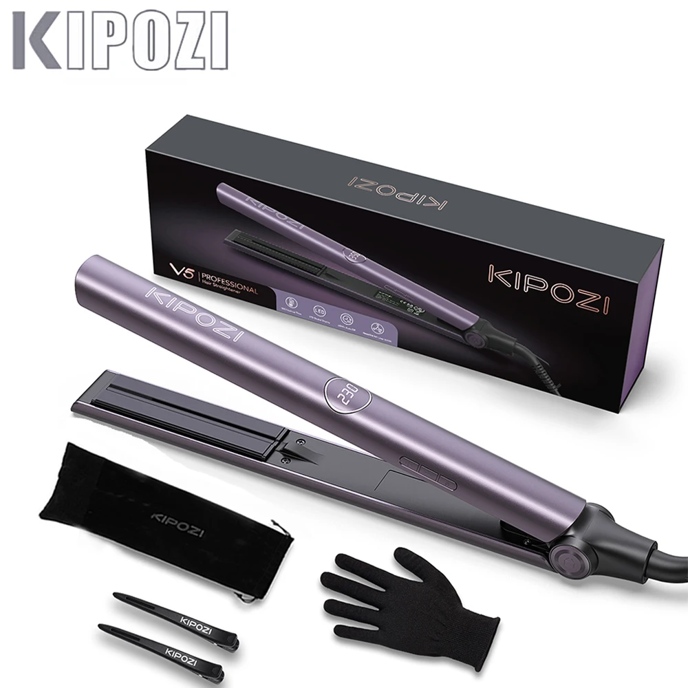 KIPOZI Hair Straightener V5 Electric Iron Plate Constant Control Heating Instant Warm-Up Automatic Professional Machine girl gif