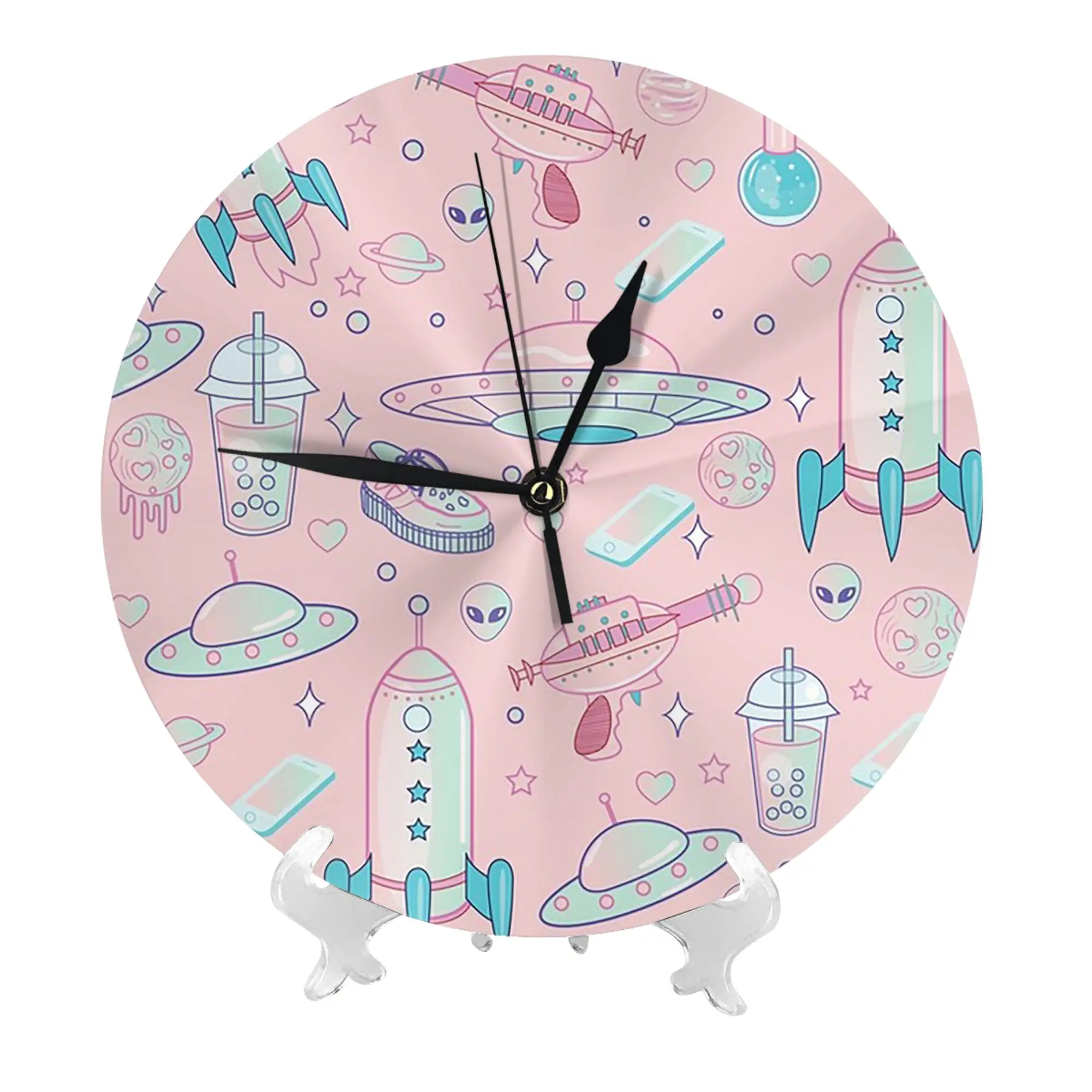 Galaxy Babe Pattern Wall Clock Room Decoration Silent Round Clock for Bedroom Living Kitchen Home