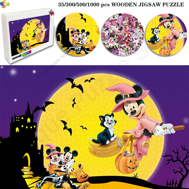 

Disney Anime Mickey Minnie Puzzle 35/300/500/1000 Pieces Jigsaw Puzzles Toys for Children Christmas Gifts Adult New Year's Gift