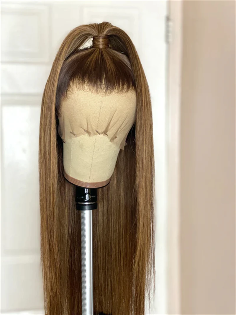 30 بوصة سوبر طويل شعر مستعار مستقيم أومبير العسل البني Balayage شعر مستعار للنساء جودة عالية الاصطناعية HD الدانتيل الجبهة الباروكات جاهزة للشحن