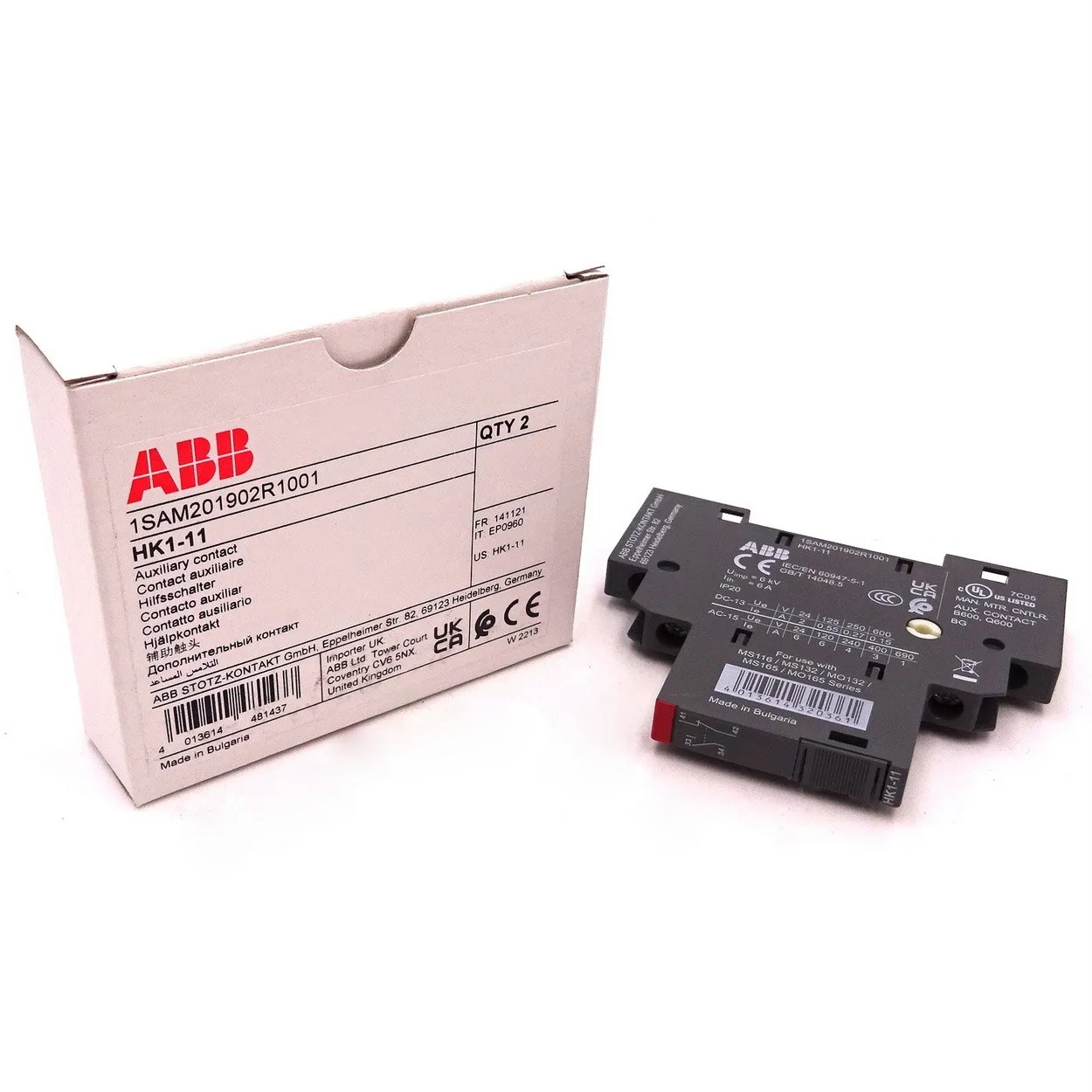 

2 шт. HK1-11 82300749 1SAM201902R1001 Вспомогательные контакты 1 NO + 1 NC
