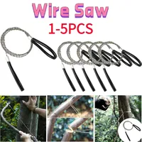 1-5Pcs Portable Stainless Steel Wire Saw With Finger Handle Outdoor Camping Hiking Pocket Manual Cutting Chain Saw Survive Tools
