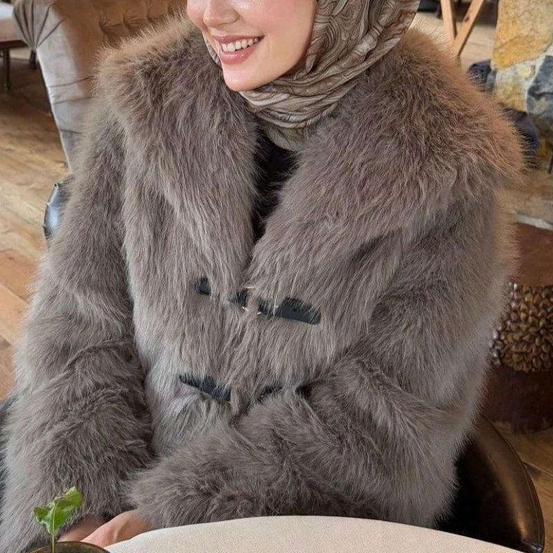 Chaqueta gruesa de piel de cordero para mujer, abrigo de invierno de nuevo estilo, piel