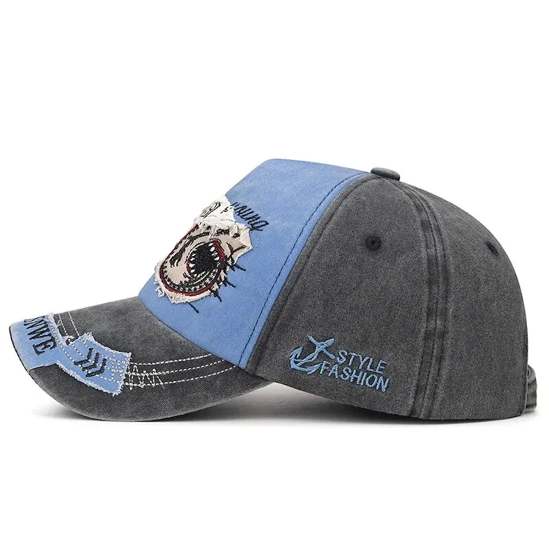 男性と女性のためのウォッシュヴィンテージディストレッチャリオンブリマーキャップ、4シーズン、調節可能な刺繍パッチ、サンキャップ、ファッション