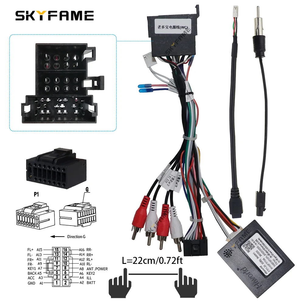 

SKYFAME Car 16pin Wiring Harness Adapter Canbus Box Decoder Android Radio Power Cable For Fiat Doblo 500L Bravo FTF1.20