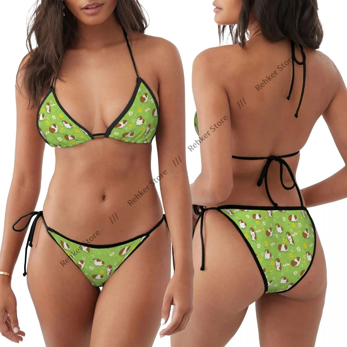 

Sexy Bikini There Are Cute Animals On The Green Lawn Swimsuit Women Swimwear Set Bathing Suit Beach Wear