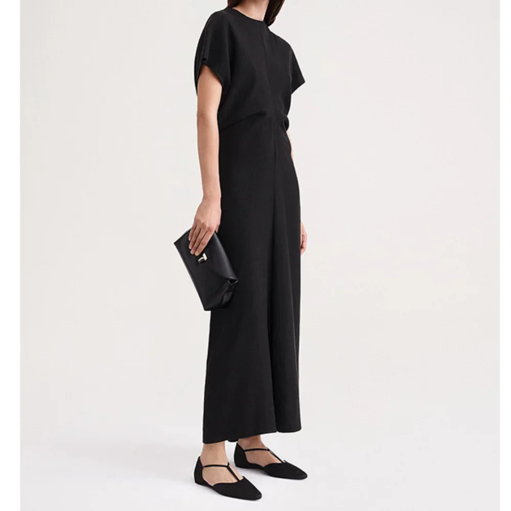 

2023 Spring and Summer New Nordic Minimalist Style Three-dimensional Cutting Linen Waist Commuter Dress Female Long Dress