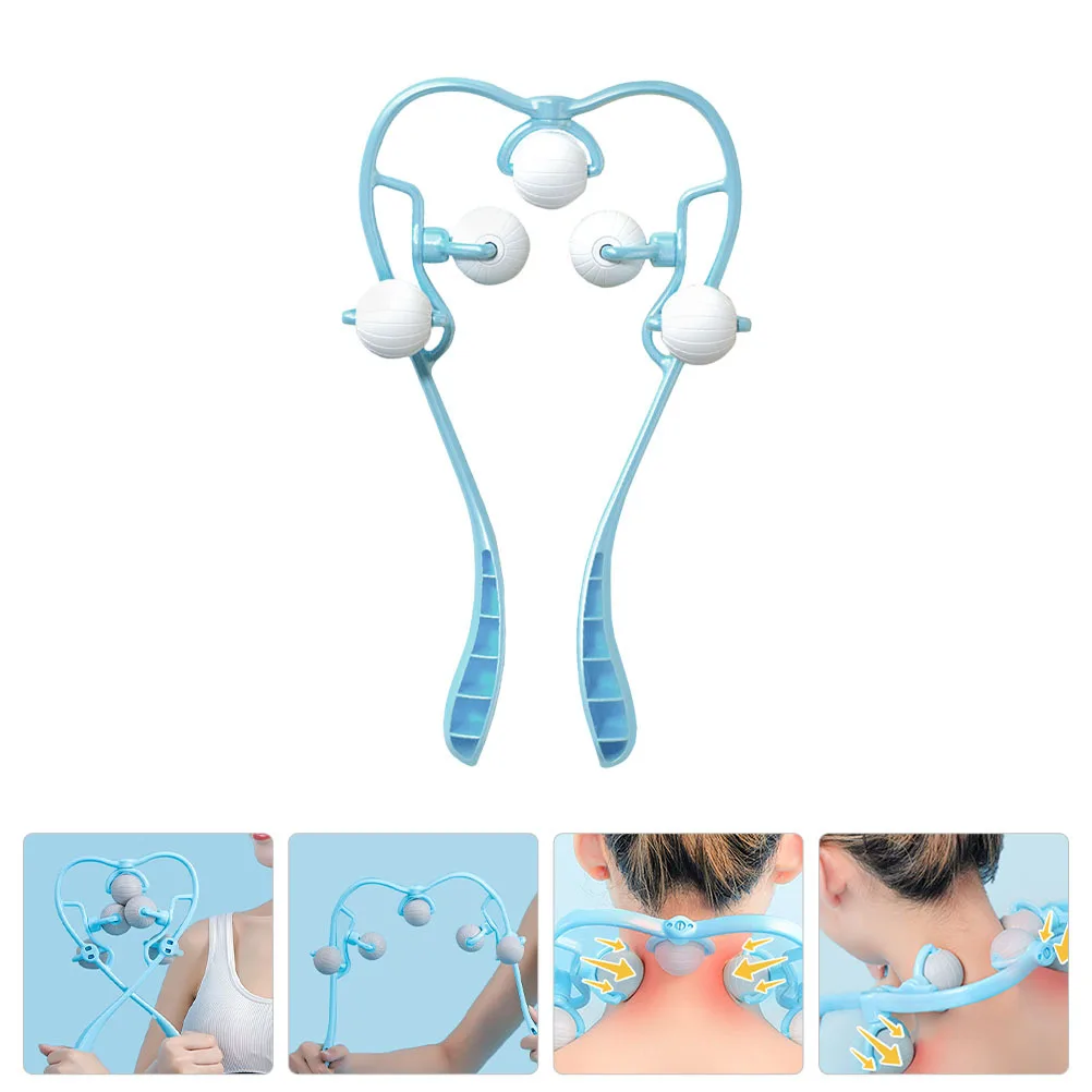 

Небесно-голубой массажер для шеи, позвонков, профессиональный ручной роликовый массажер для шеи, инструмент для точки давления для облегчения боли, массажный инструмент