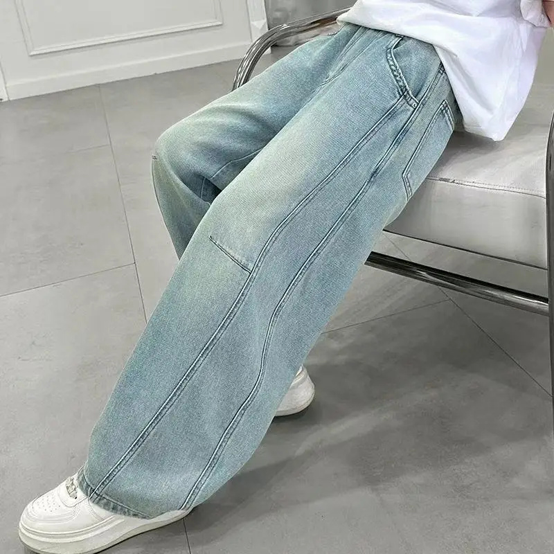 

Girls' Spring and Autumn Jeans New Style Youth Fashion Loose Jeans Children's Versatile Casual Pants
