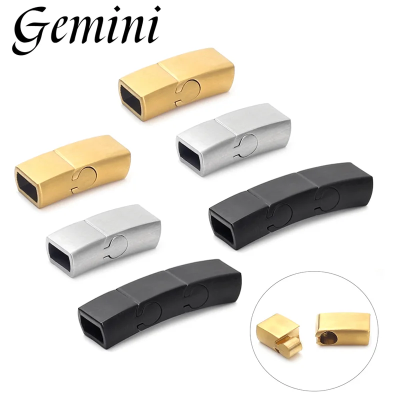 

10Pcs Extended Stainless Steel Clasps Two Parts Magnetic Clasps Hole 16*3mm for Leather Bracelet DIY Jewelry Making Parts Supply