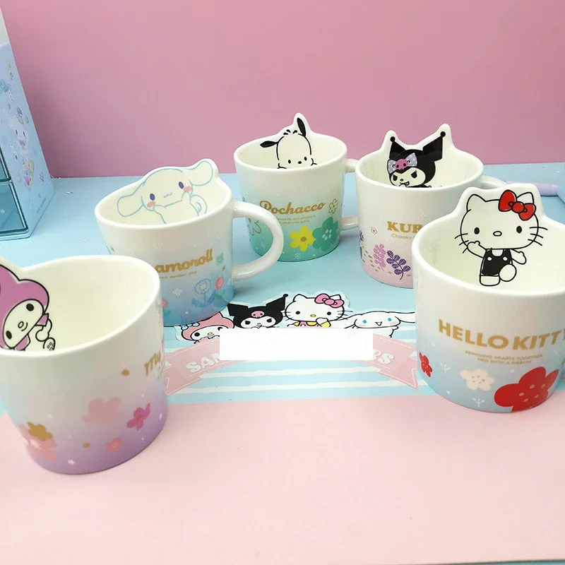 Sanrio Hello Kitty Ceramic Water Cup, Copos criativos, Anime Desenhos Animados, Adorável e Requintado, Café Criativo Leite, Minha melodia Kuromi