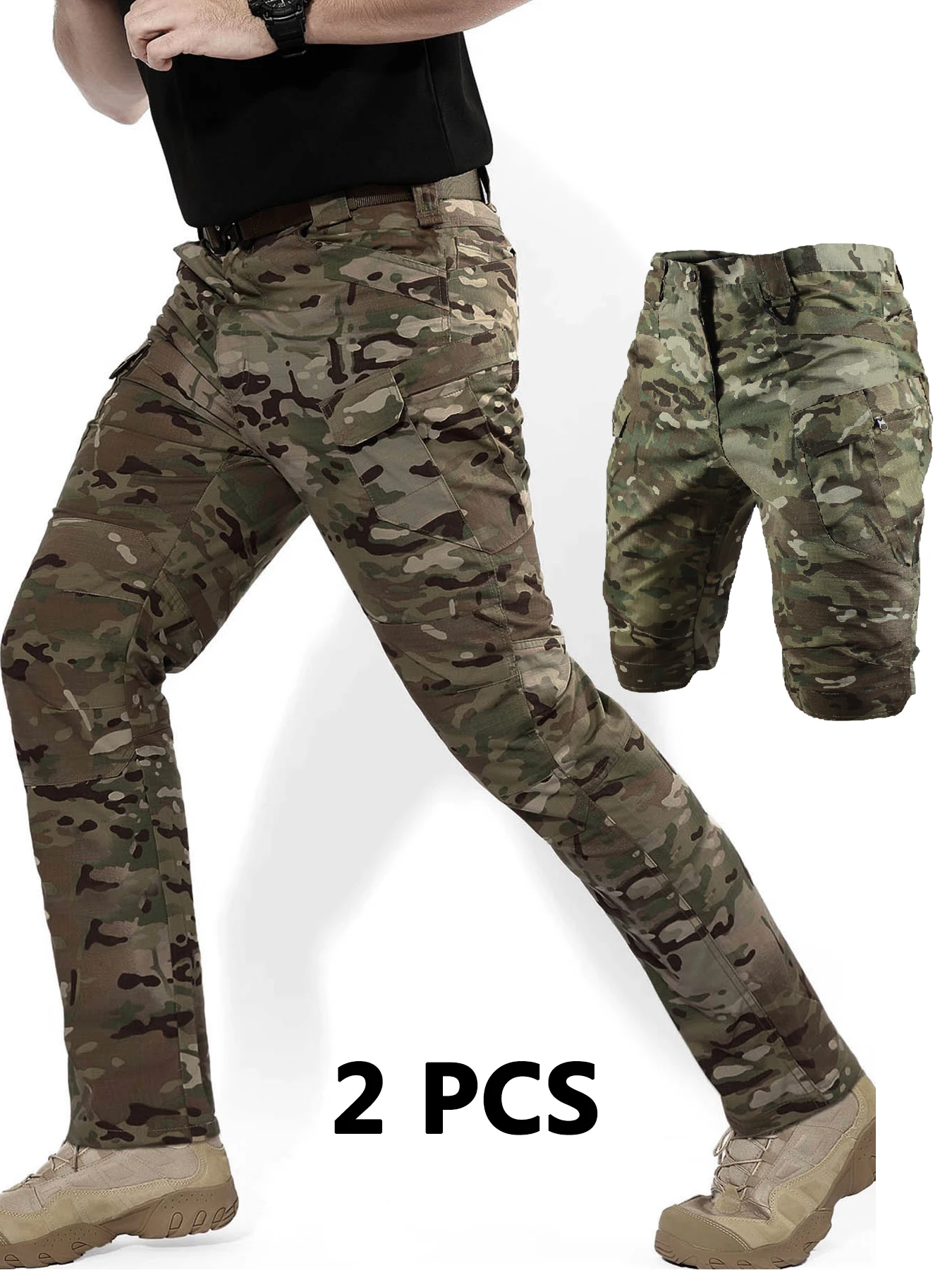 

2025 Men's Cargo Pants Straight Leg Cotton Stretch Tactical Trouser Male Military Outdoor Camping Fishing Casual Work Wear Khaki