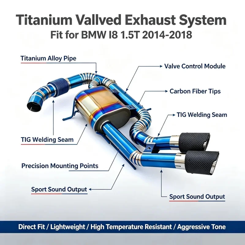 Titanium Alloy Vacuum Valve cat Back Exhaust System for BMW I8 1.5T 2014-2018 Exhaust Pipes Muffler with Carbon Tips