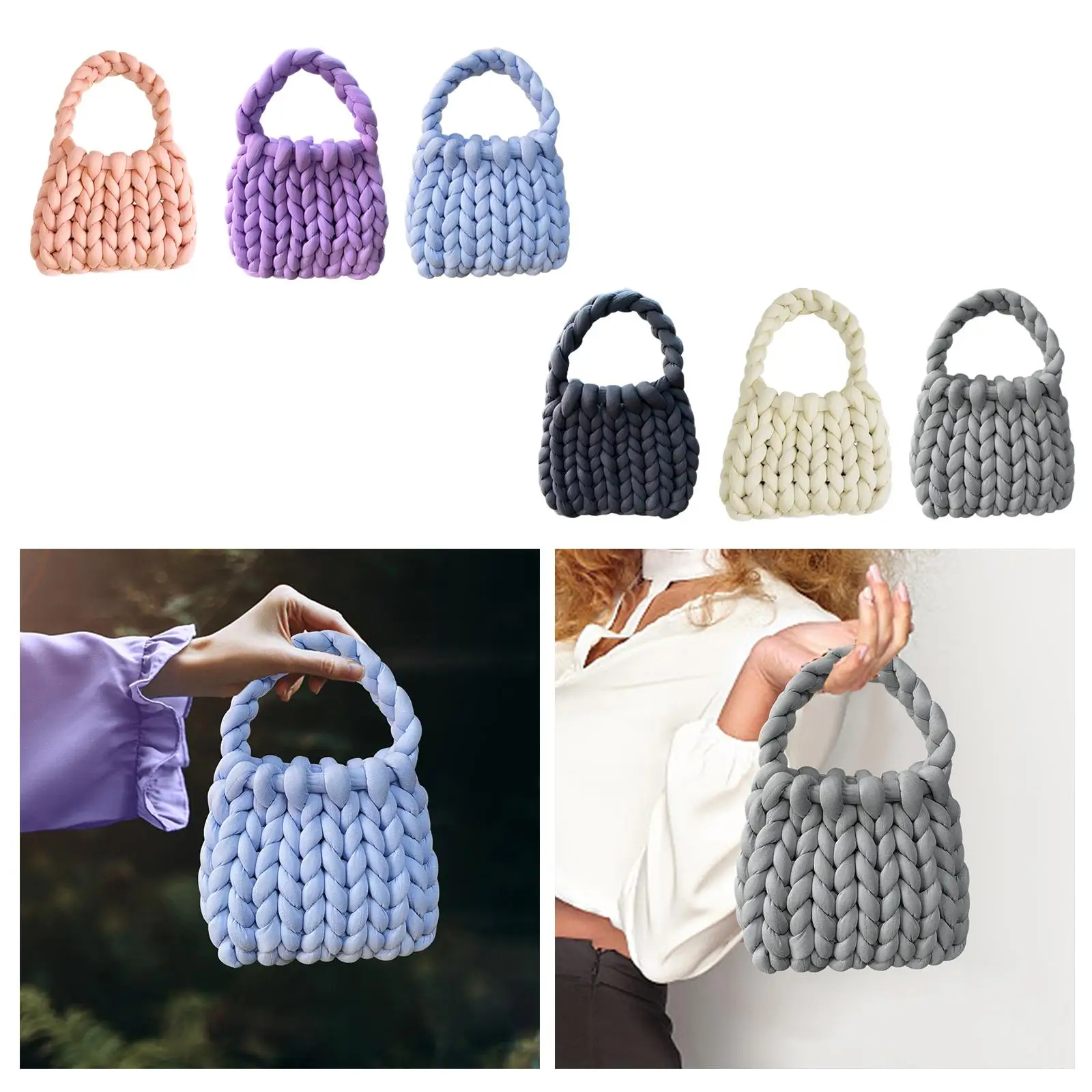 حقيبة يد نسائية كروشيه مصنوعة يدويًا ومحفظة متماسكة كاجوال للعمل في الحفلات الخارجية