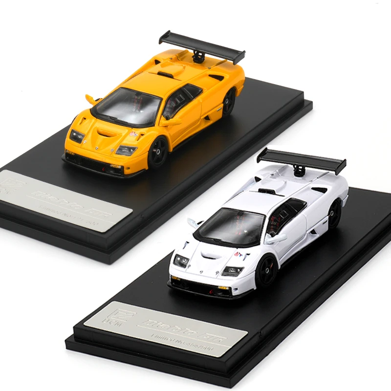 

SH DCM 1:64 Diablo GT 1998 GTR 1999 White Black Orange Yellow Opened Hood Diecast Diorama Car Model Toys Stance Hunters