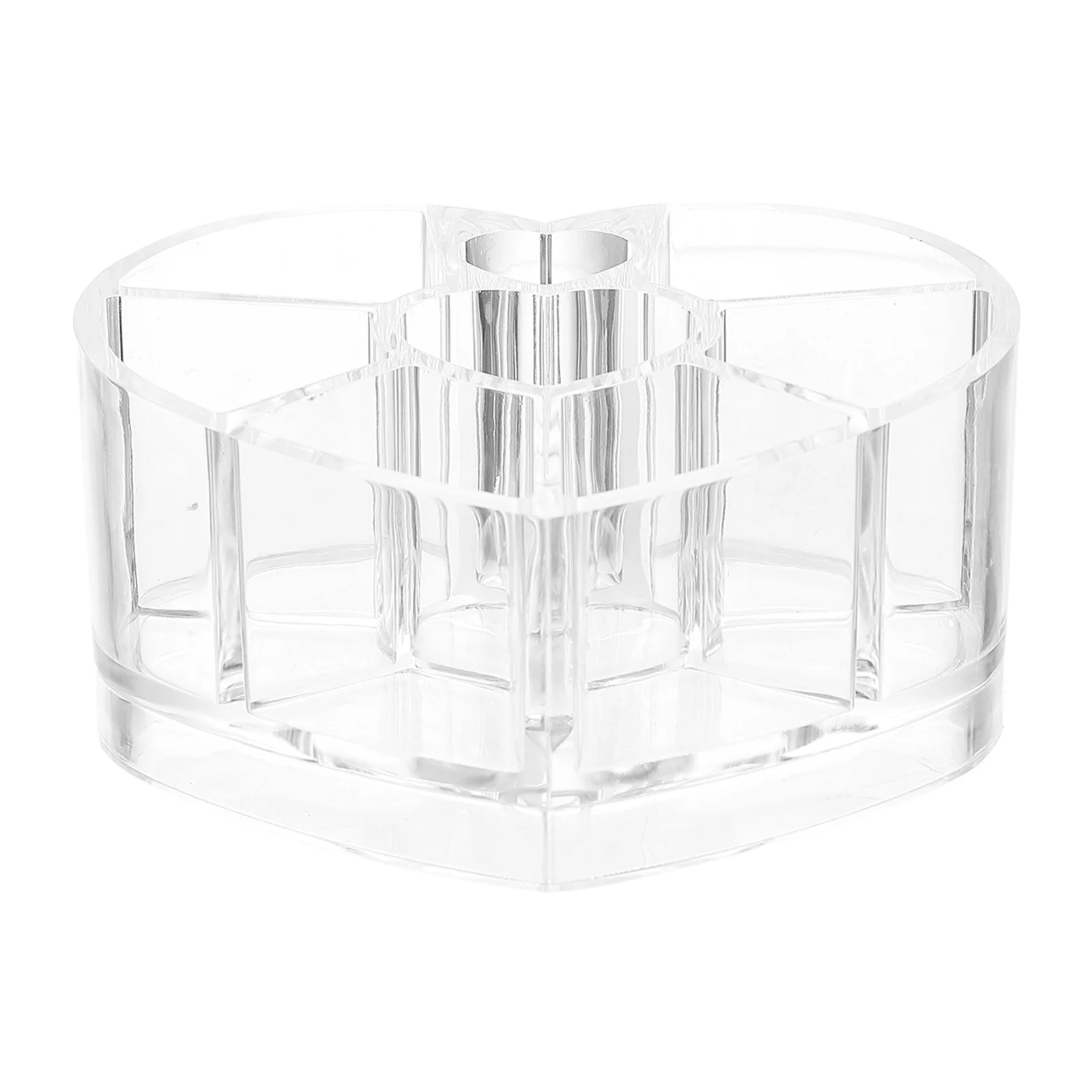

Clear Acrylic Heart Makeup Brush Holder for Lipstick Nail Polish Perfume Pens Organizer Desktop Storage Box Vanity
